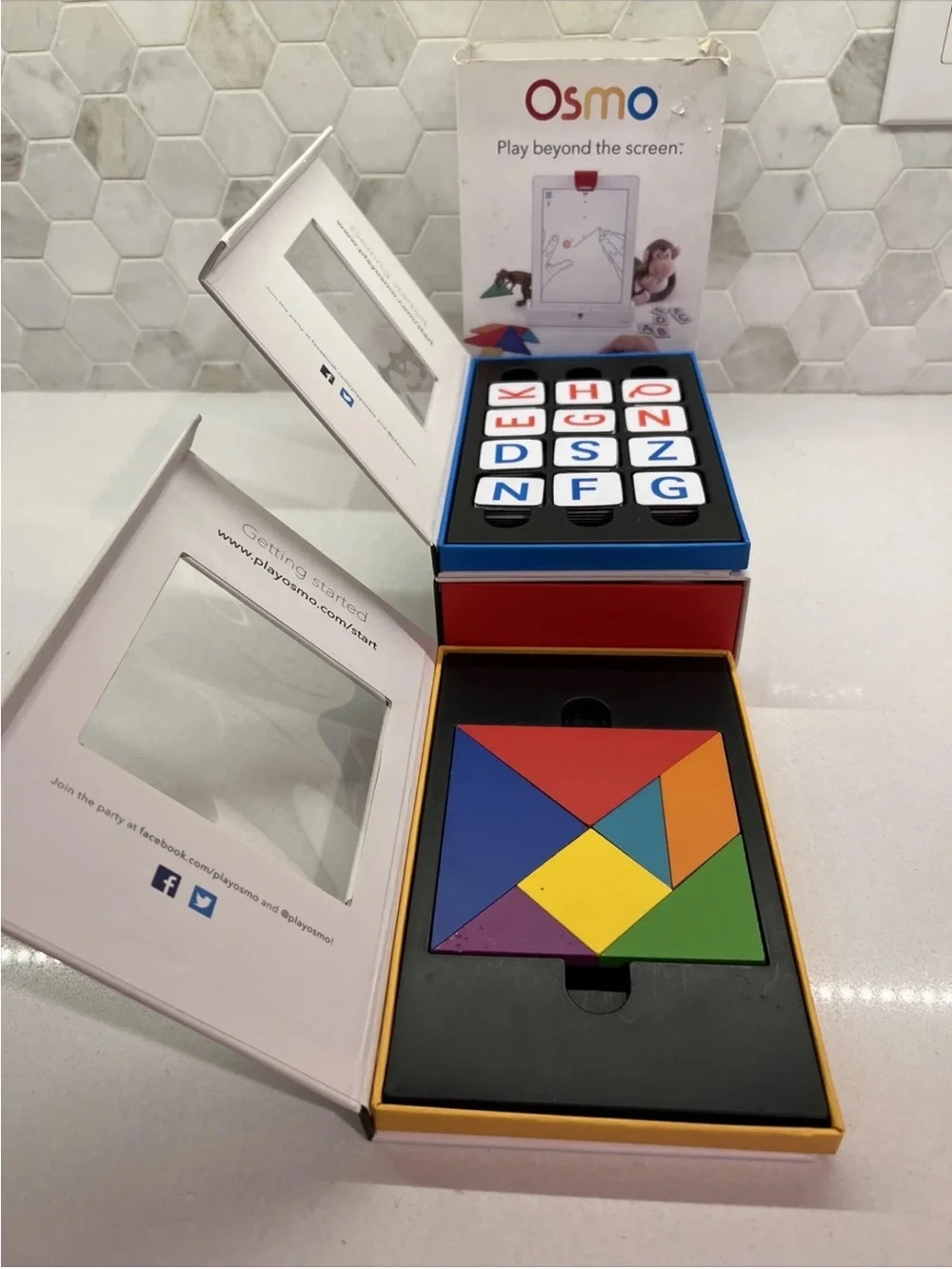 Osmo Little Genius System Starter Learning Kit Game Kids iPad Base Words Tangram